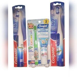 2 Colgate 360 Power Deep Clean Battery And 1 Orajel Cocomelon 0-3 Years Training
